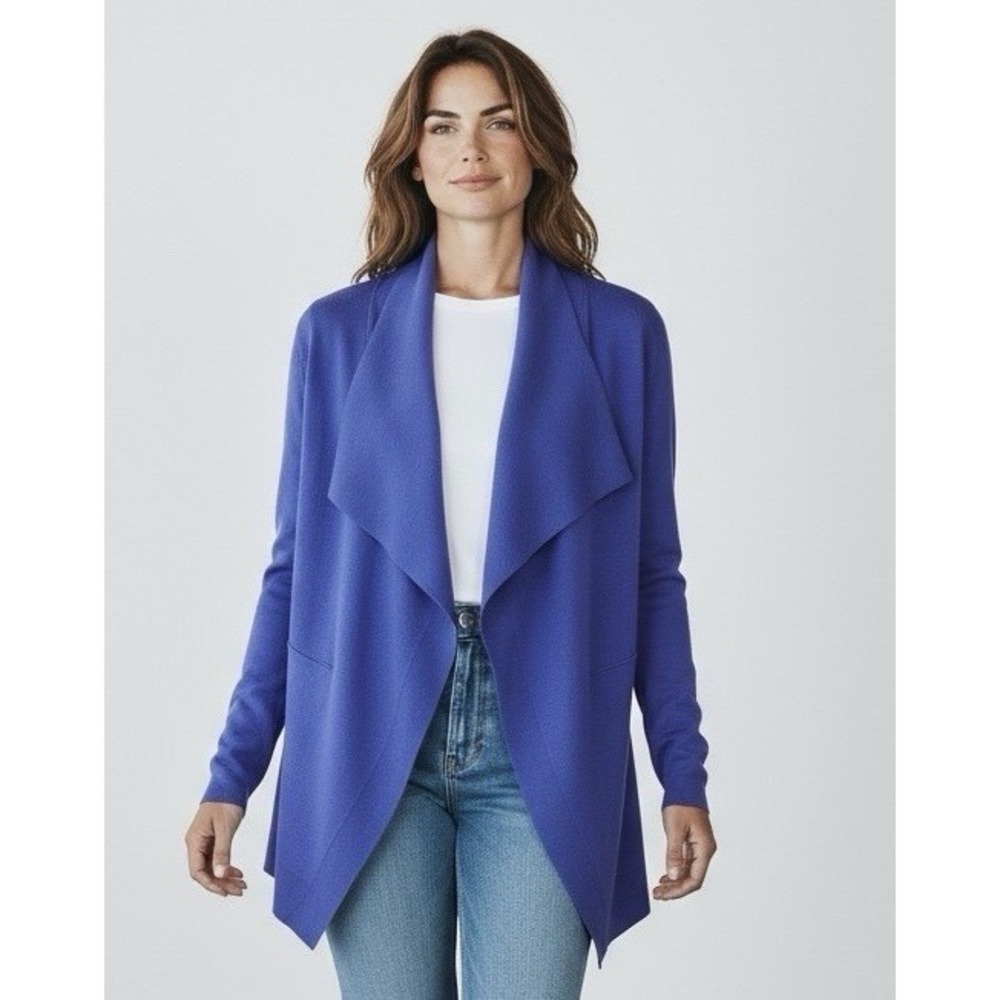 Eileen Fisher‎ Women's Cardigan Wrap Sweater Purple Size Small Silk Cotton Blend